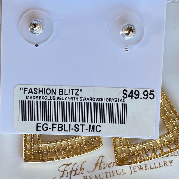 FAC Geometric Rhodium Plated Gold Tone Drop Earrings - Picture 6 of 8